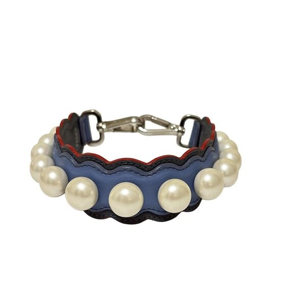Auth FENDI Mini Strap You Blue Cream Red Leather 17 - Picture 1 of 4